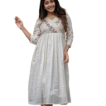 Artfully Adorned ? Women's XXL Dress in Cotton with Floral Embroidery(XL)